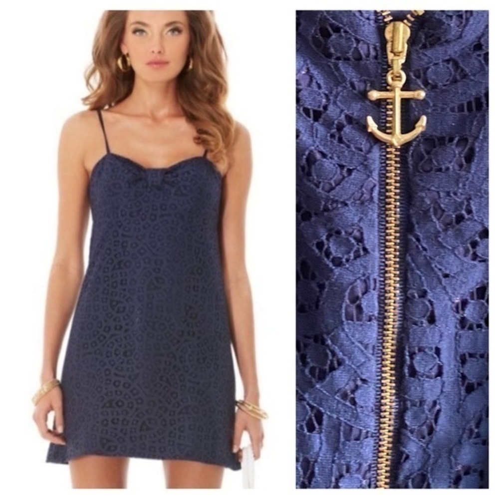 Lilly Pulitzer Navy Blue Katrina Lace Mini Dress 0